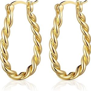 14k Gold plated twisty hoop earrings